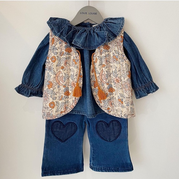 Louis Louise Trousers Holly Washed Denim size 2 Year - Picture 2 of 10